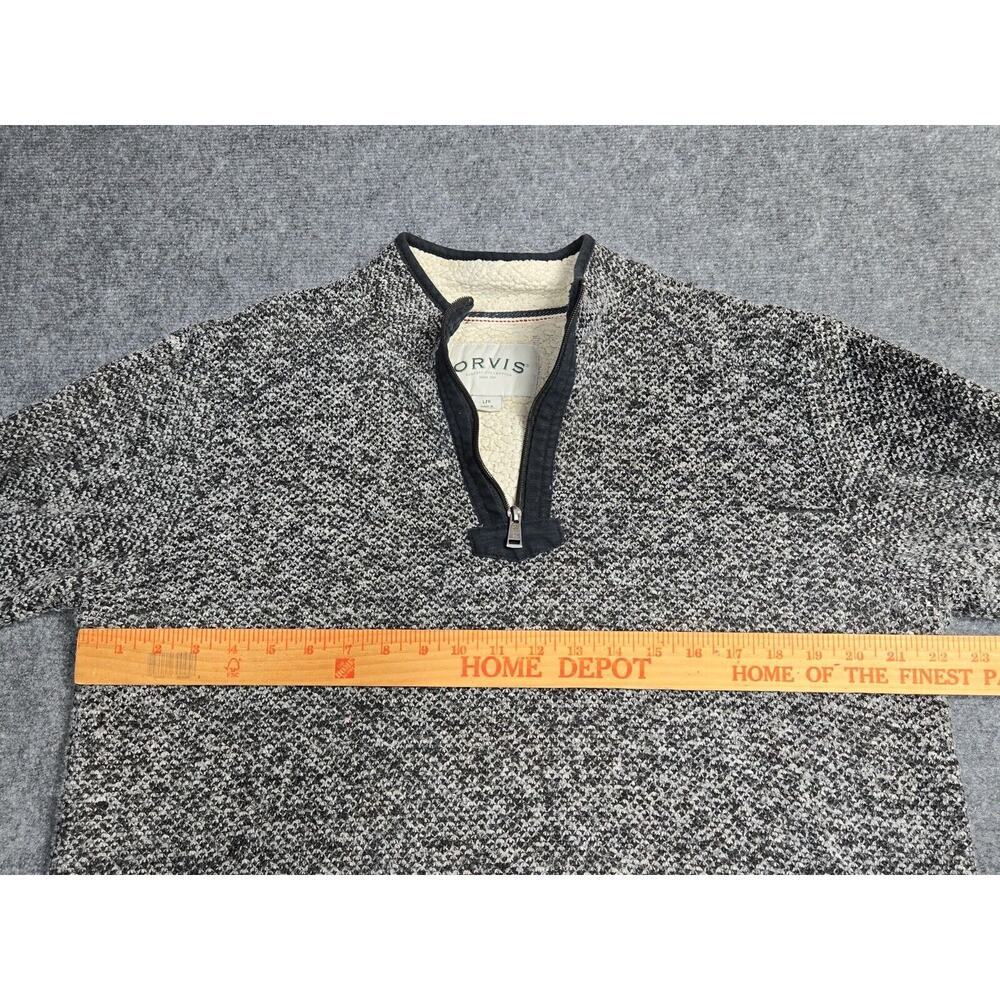 Orvis Men's Large 1/4 Zip Sherpa Lined Fleece Pullover Jacket Sweater Black Gray - Picture 11 of 14